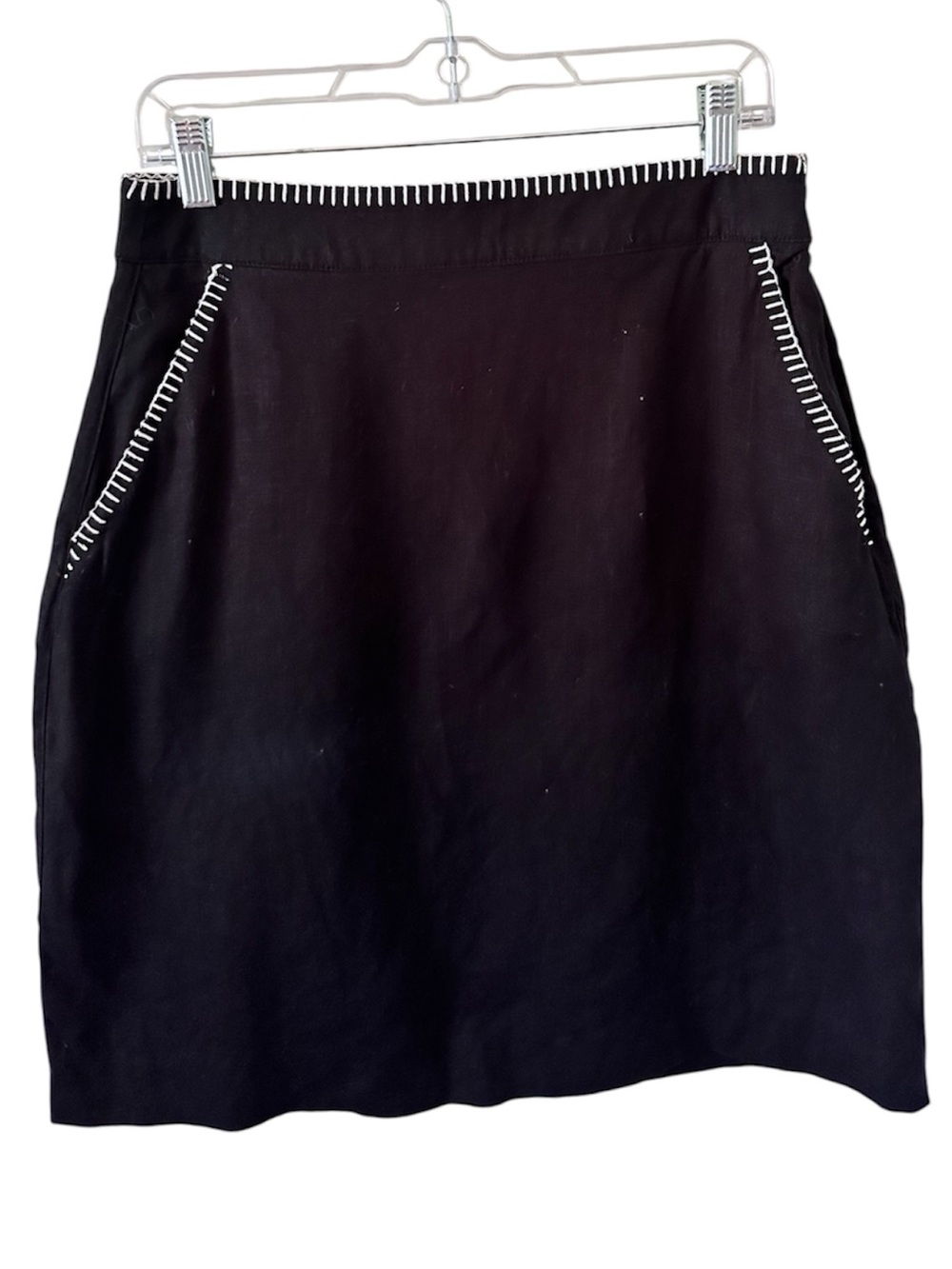 Rachael Zoe Black Linen Whipstitch Skirt
